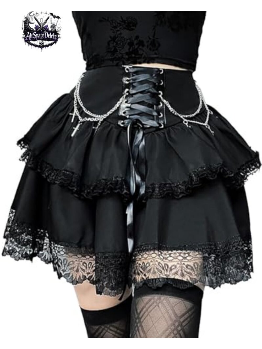 Women's Gothic Mini Skirt Tie Waist Layered Punk Emo A-Line Ruffled